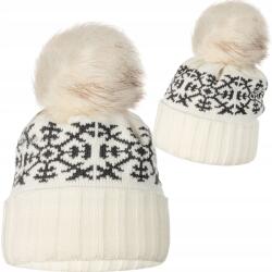 Majka Ekrü Női Téli Sapka Pomponnal Hópehely Grafit Kihajtható Majka (K14-274-UNI)