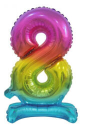  Színes Rainbow mini 8-as szám fólia lufi talppal 38 cm