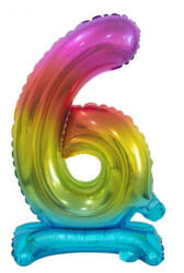  Színes Rainbow mini 6-os szám fólia lufi talppal 38 cm