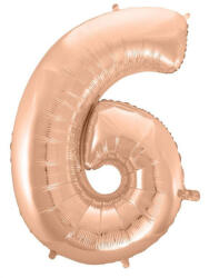  Rose Gold 6-os szám fólia lufi 92 cm