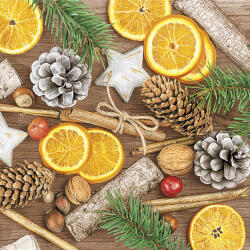  Karácsonyi Winter Decorations Cinnamon szalvéta 20 db-os 33x33 cm
