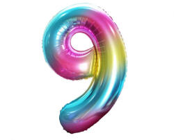  Szivárvány Rainbow 9-es szám fólia lufi 85 cm