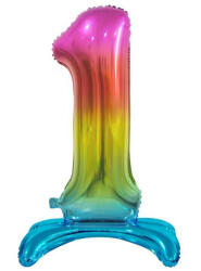  Színes Rainbow 1-es szám fólia lufi talppal 74 cm