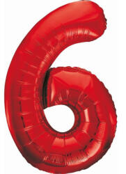 Piros 6-os Red szám fólia lufi 85 cm