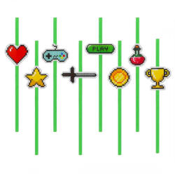  Játék Game On papír szívószál 8 db-os