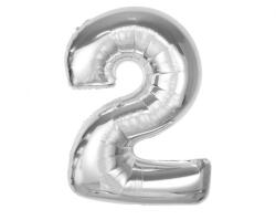  Ezüst 2-es Silver szám fólia lufi 92 cm