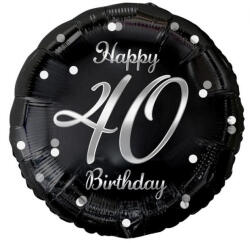  Happy Birthday 40 B&C Silver fólia lufi 36 cm