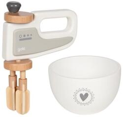 Goki 51502 fehér-szürke fa játék kézi mixer tállal (51502)
