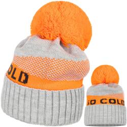 Majka Női Sapka So Cold Mintás Pompon Szürke Narancssárga (CZAPKA DAMSKA ZIMOWA SO COLD)