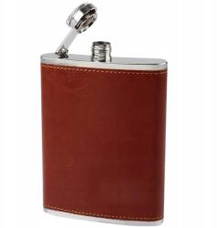 Gentelo Csípő Lombik Stílusos Elegáns Barna Bőr Rozsdamentes Acél 240ML 8OZ