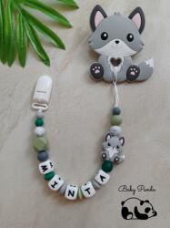 Baby Panda Névre szóló rágcsalánc - Róka - szürke