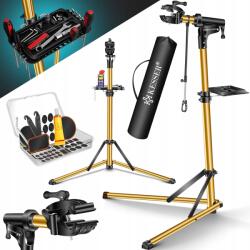  Kerékpár szerelőállvány, arany színű, mobil, állítható magassággal (K-FMSP-2023)
