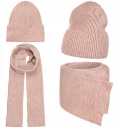 Majka Női Szett Téli Őszi Sál Női Sapka 180 cm Púderrózsaszín (K18-193-KPL)