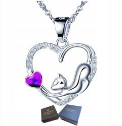 Mennica Świdnicka Ezüst nyaklánc 925 Szív macska Divatos ékszerek Ajándék Nőknek