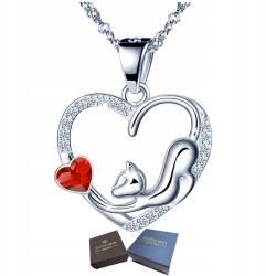 Mennica Świdnicka Ezüst nyaklánc 925 Szív macska strasszokkal Divatos ékszerek a feleségnek