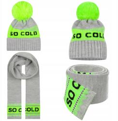 Majka Sál Sapka Szett Női Téli Őszi Női So Cold Szürke Neon (K4-264-UNI)