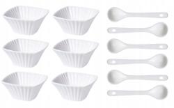 Excellent Houseware Porcelán tálak készlet kanállal 12 db négyzet alakban (1211)