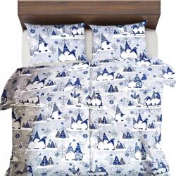  Karácsonyi ágyneműhuzat 160x200+2x70x80 100% Pamut Mikulás (SKRZATY NIEBIESKIE)