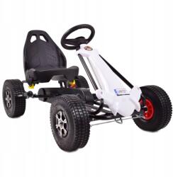 Super-Toys Legújabb Gokart Pumpált Kerekekkel, Csúsztatható Ülés, Pumpált Kerék (2032B-BIAŁY)
