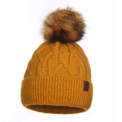 Majka Női Téli Bélelt Sapka Kötött Pomponnal Télire Sárga Majka