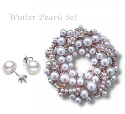 Borealy Set Brosa si Cercei cu Perle , Winter Pearls (BIJ253)