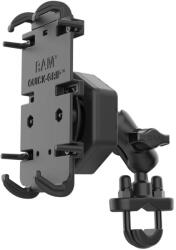 RAM Mounts Quick-Grip XL telefontartó szett Vibe-Safe adapterrel kormányra v. csőre, rövid karral (RAM-B-149Z-A-PD4-462)
