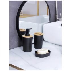 Plastor Trading Set 3 accesorii pentru baie cu insertie bambus, rotunde, negru mat (41294)