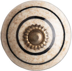 Clayre & Eef Buton mobilier ceramica bej metal auriu Ø 4x4 cm / S3 cm (64176)