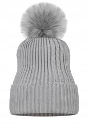 Majka Női Téli Sapka Pomponnal Télre Őszre Lengyel Márka Szürke (D-6 ŚREDNI SZARY)