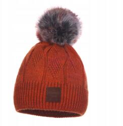 Majka Női Téli Sapka Pomponnal Bélelt Vörös Pompon Szőrme Majka