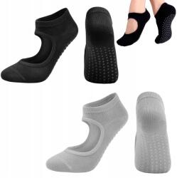  Csúszásgátló zokni jógához, fitneszhez, pilateshez fekete-szürke 2 pár (Joga Skarpetki czarne szary 2 pary)