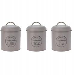 Excellent Élelmiszerdoboz kávé, tea és cukor 3 db-os szürke szett (KO-C80653730seda)