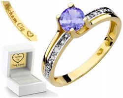 ZŁOCISTO Arany Gyűrű Tanzanittal És Gyémántokkal 585-ÖS Aranyból Ingyenes Gravírozás (DLA DZIEWCZYNY NARZECZONEJ)