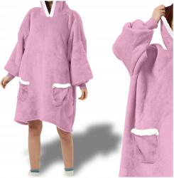 Avante Takaró Pulóver Oversize Hosszú Meleg Takaró Női Kapucnis Pulóver Nőnap (BLUZOKOC PREMIUM CIEPŁY DŁUGI KAPTUR RÓŻOWY)