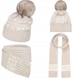 Majka Női Téli Őszi Sál Sapka Hópehely Ekrü Bézs (K14+SZ8-283-KPL)