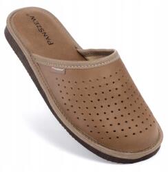 PanSzew Férfi Bőr Papucs, Barna Lyukacsos Otthoni Papucs 40-46 PanSzew (Kapcie Domowe Męskie Pantofle Skórzane Papcie)