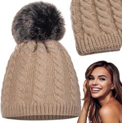 Majka Női Téli Sapka Női Beanie Őszi Téli Majka Bézs (K12-104-UNI)