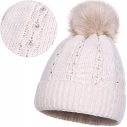 Majka Női Téli Sapka Bélelt Pompon Díszítő Strasszokkal Bézs