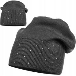 Majka Női Téli Őszi Dekoratív Strasszos Sapka Lengyel Márka Majka Grafit (D-7 GRAFIT)