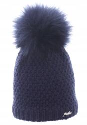Majka Női Téli Meleg Sapka Pomponnal, Polár Béléssel, Sötétkék (H-15)