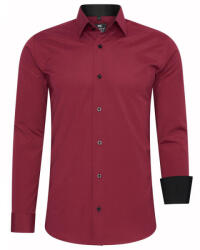 RUSTY NEAL cămașă bărbați R-44 cu mânecă lungă, slim fit Claret S