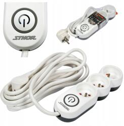 TOYA Hosszabbító Kábel 5M 3 Aljzat Földelt Kapcsoló Gyermekvédelem 16A 230V (72352)
