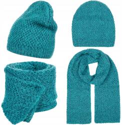 Majka Sál Sapka Beanie Női Szett 30% Mohair Türkiz (D37-208-UNI)