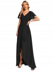 Shein Fekete Ruha Fodros V-nyakkivágással 38 1JD Hosszú