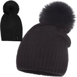 Majka Fekete Női Pomponos Sapka Őszi Téli Meleg Lengyel Márka Majka