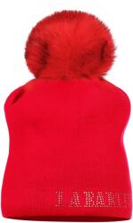  Beanie Női Sapka Pomponnal, Téli, Piros (LV-5 CZERWONY)