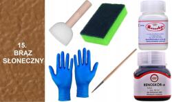  15 Barna Napozó hatású festék sima bőrre Wilbra Lakklemosó G10-01 (Zestaw Farba RENOSKÓR do skóry ZMYWACZ Gąbka)