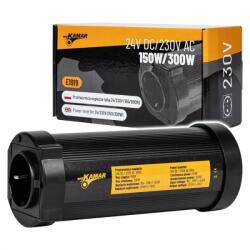 Kamar Convertor Tensiune Tip Tub, Invertor 24V DC la 230V AC, Putere 150W-300W, Priza Schuko, 2 Porturi USB 2.4A (E1919)