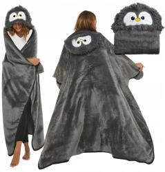 Kapucnis És Ujjas Takaró Meleg Téli Ajándék Grafit Pingvin Ágytakaró