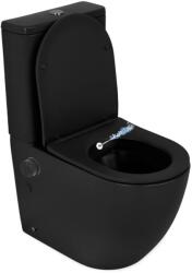 Foglia Set vas wc stativ cu functie de bideu, rezervor si capac soft close, negru mat, Foglia Eco (A2342X-ECO-MB)